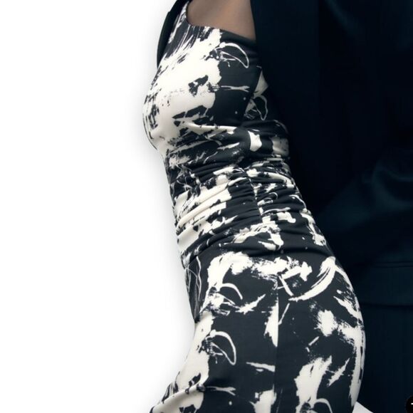 Zara Printed Asymmetrical One Shoulder Mini Dress Black & White Print US… - Picture 5 of 7